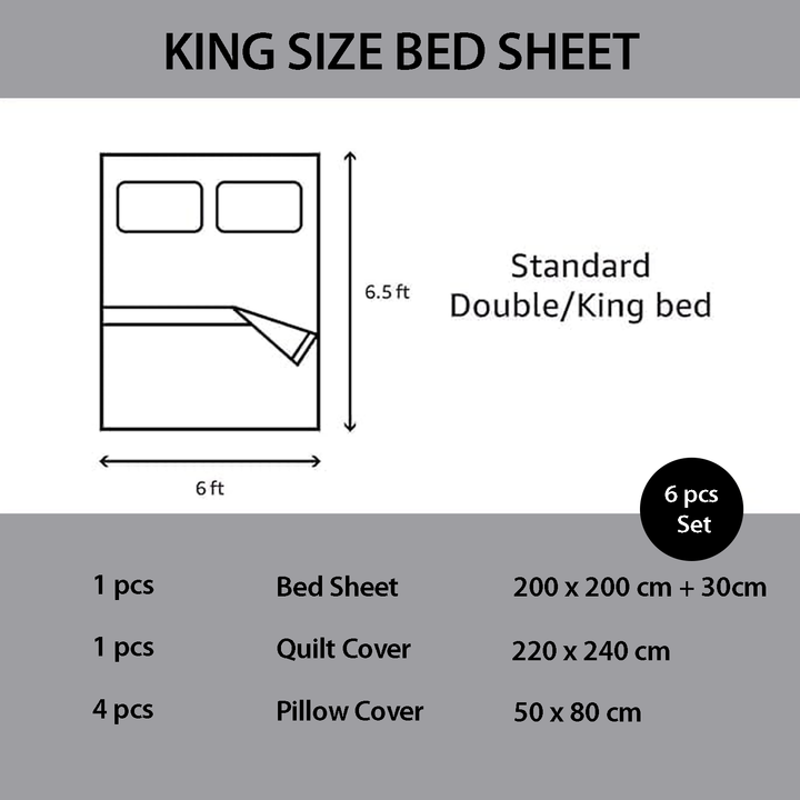 King Bedding Set with Duvet Cover 220x240 6 PCs  Fitted Bed Sheet Set (6FM27)