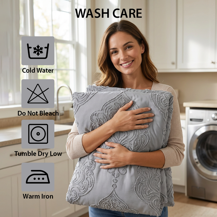 King Bedding Set with Duvet Cover 220x240 6 PCs  Fitted Bed Sheet Set (6FM27)