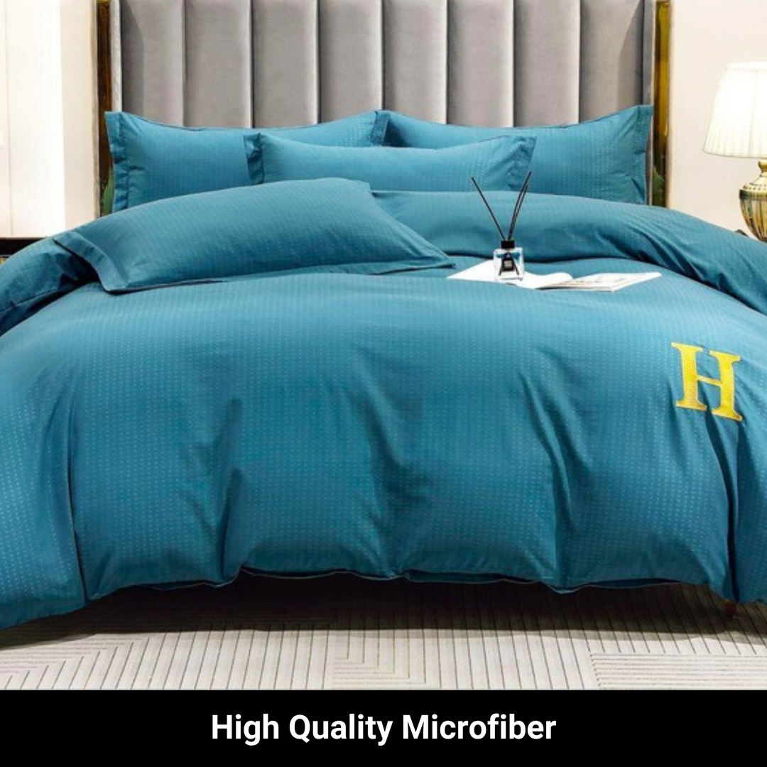 H-Printed 6 PCs King Size Bed Sheet Set With Duvet Cover 220x240, King Bedding Set (6HH4)