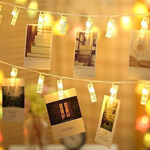 MOONCEE 20 Photo Clip LED String Lights for Photo Hanging 3M Long Battery Power (Warm White)