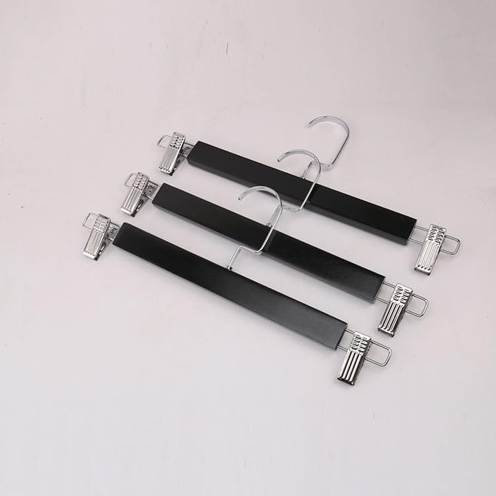 Premium High-Grade Wooden Pants Hangers - Non-Slip Grip With Adjustable Metal Clips