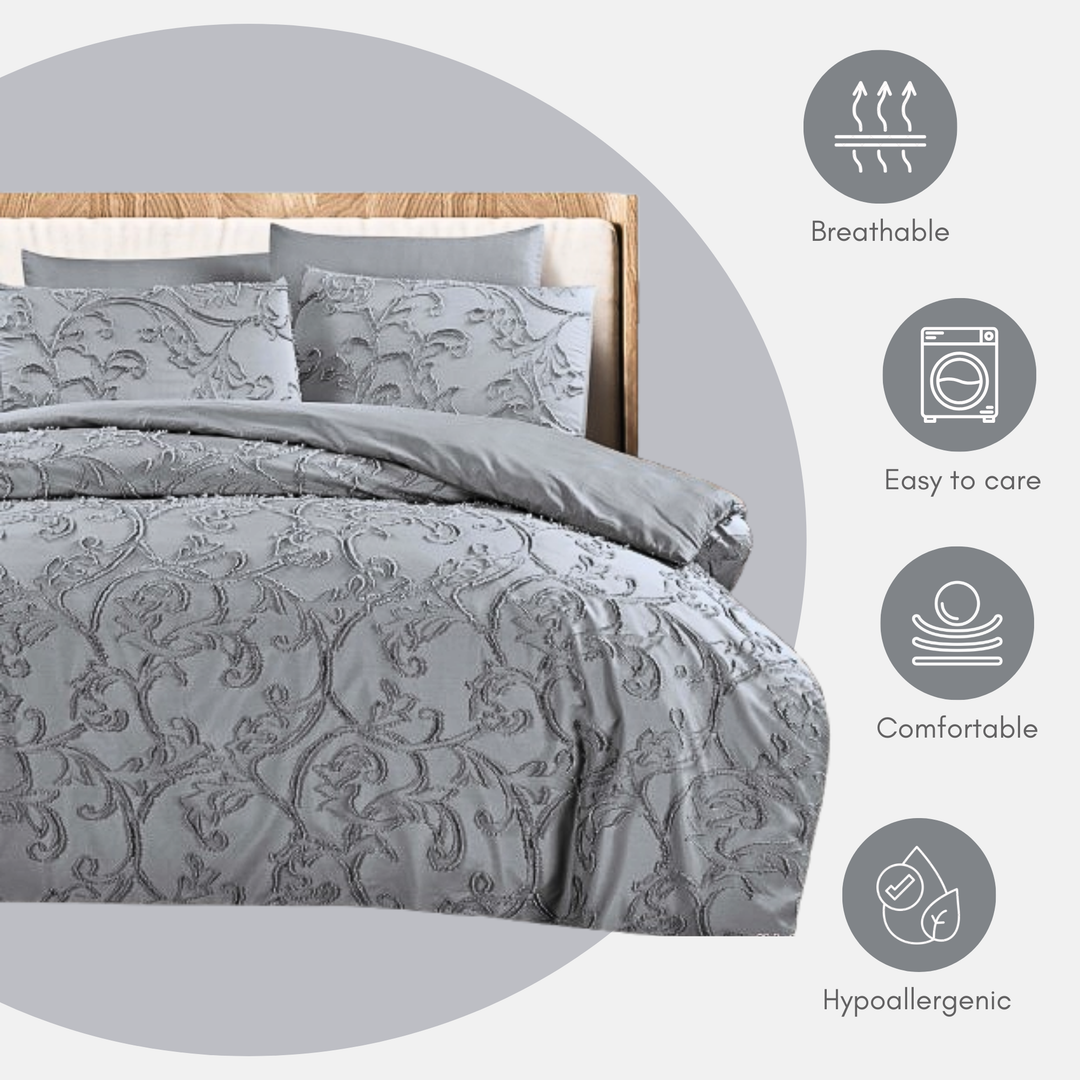 King Bedding Set with Duvet Cover 220x240 6 PCs King Size Fitted Bed Sheet Set (6FM29)