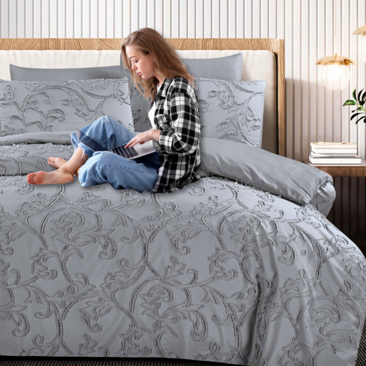 King Bedding Set with Duvet Cover 220x240 6 PCs King Size Fitted Bed Sheet Set (6FM29)