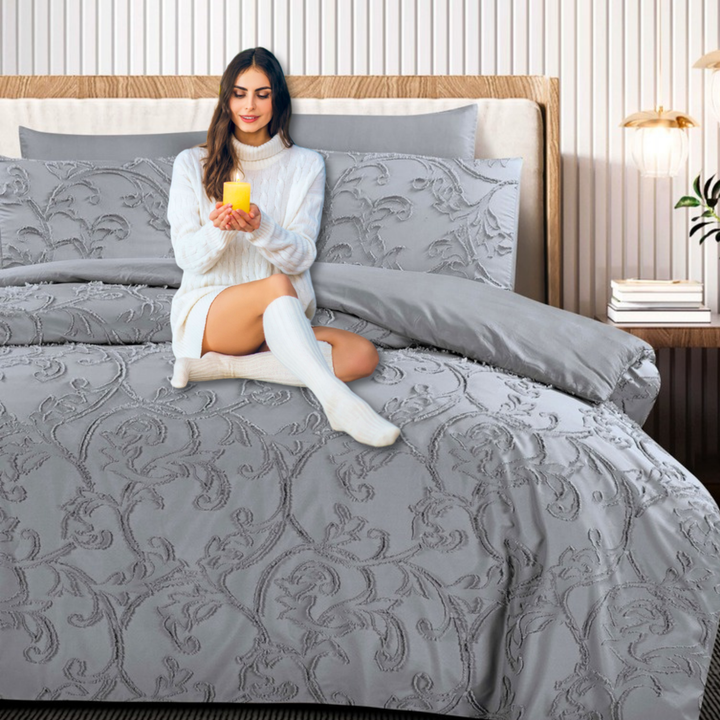 King Bedding Set with Duvet Cover 220x240 6 PCs King Size Fitted Bed Sheet Set (6FM29)