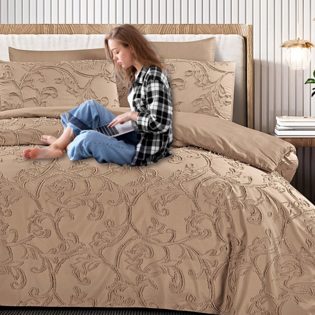 King Bedding Set with Duvet Cover 220x240 6 PCs King Size Fitted Bed Sheet Set (6FM29)