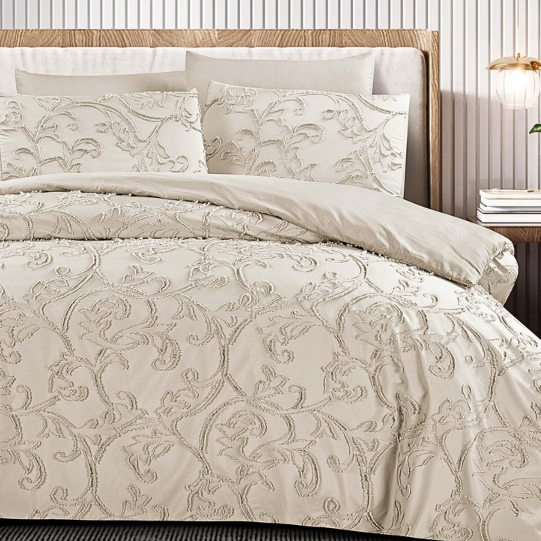 King Bedding Set with Duvet Cover 220x240 6 PCs King Size Fitted Bed Sheet Set (6FM29)
