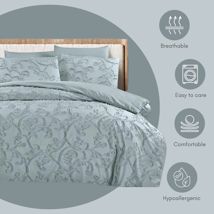 King Bedding Set with Duvet Cover 220x240 6 PCs King Size Fitted Bed Sheet Set (6FM29)
