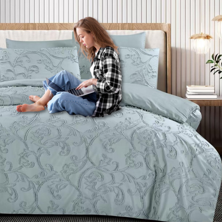 King Bedding Set with Duvet Cover 220x240 6 PCs King Size Fitted Bed Sheet Set (6FM29)