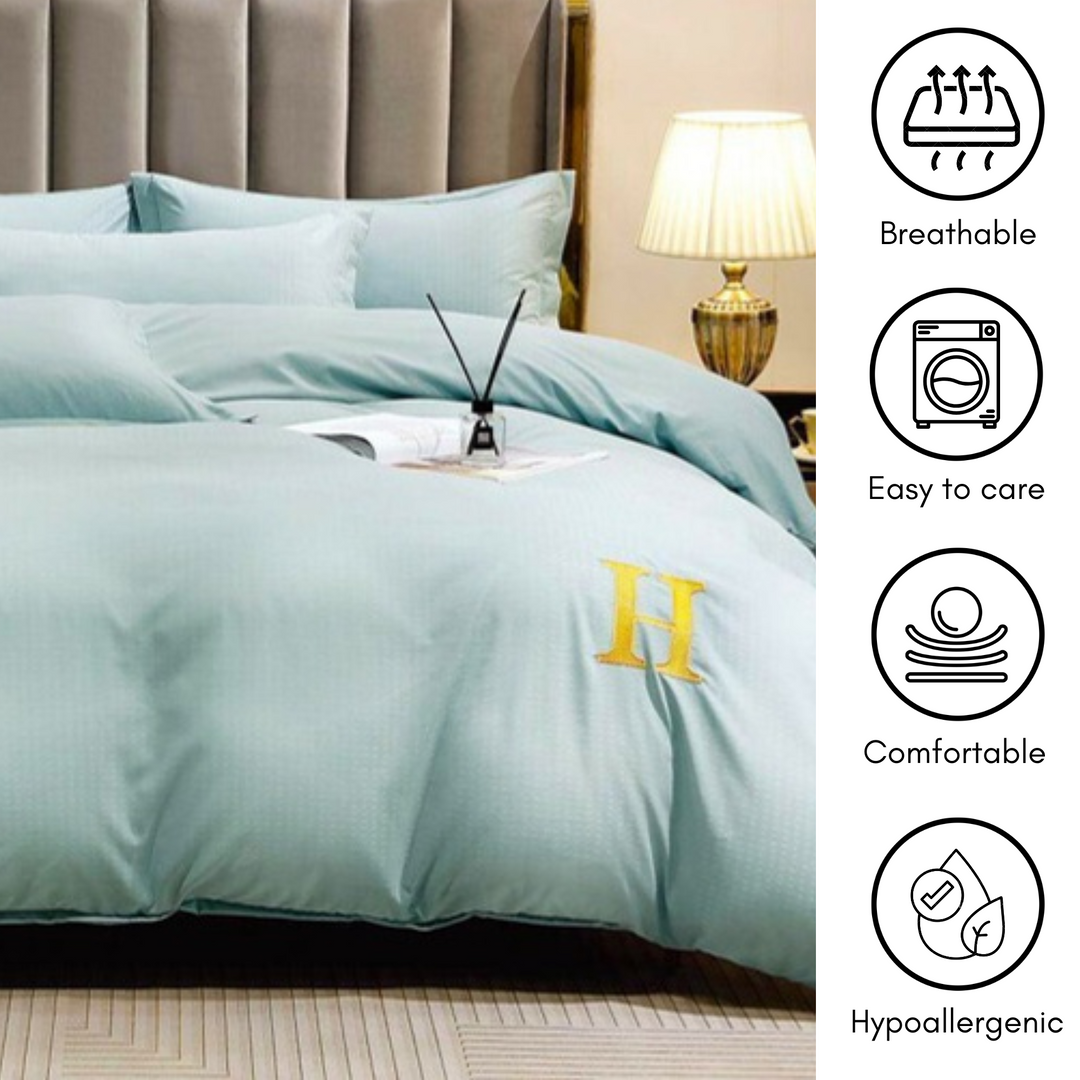 H- Printed 6 PCs King Bed Sheet Set With Duvet Cover 220x240, King Bedding Set (6HH2)