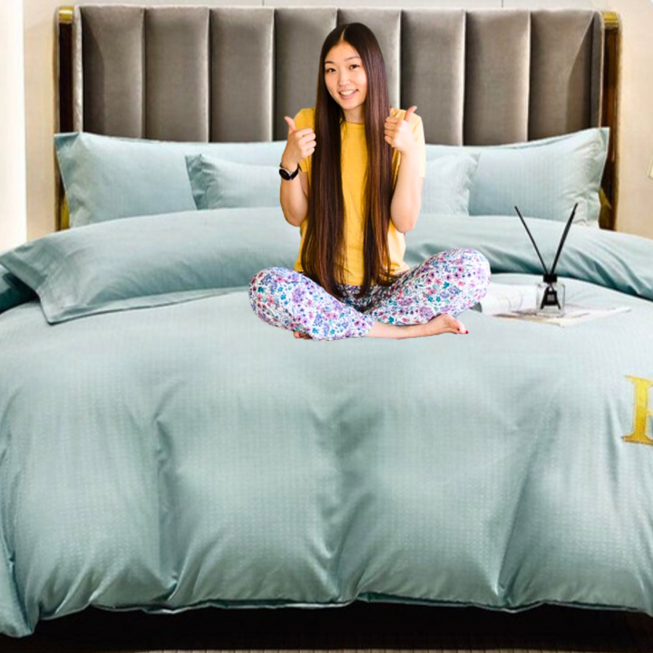 H- Printed 6 PCs King Bed Sheet Set With Duvet Cover 220x240, King Bedding Set (6HH2)