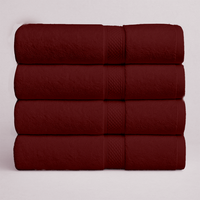 Bath Towels 4PCs Set – Premium Organic Cotton Towel Four Piece (Cherry Red)