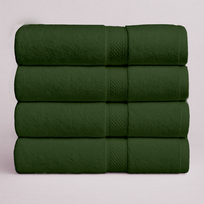Cotton Bath Towel Set - Towel Set 4 PCs for Daily Bath & Use, Cotton Towels (Military)