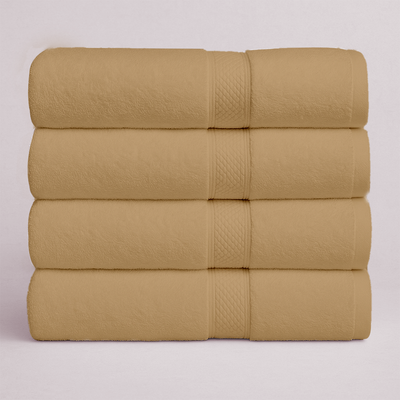Bath Towel Set 4 PCs – Best Bath Towels to Gently Wash Your Face (Camel)