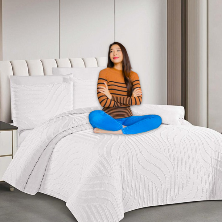 King Bedding Set with Duvet Cover 220x240 6 PCs King Size Fitted Bed Sheet Set (6FM21)