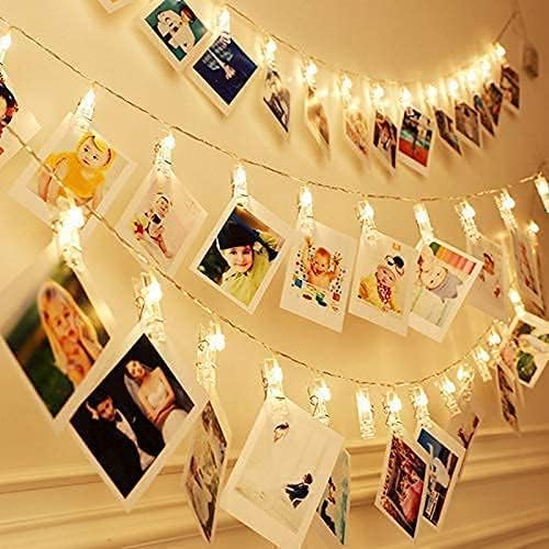 MOONCEE 20 Photo Clip LED String Lights for Photo Hanging 3M Long Battery Power (Warm White)
