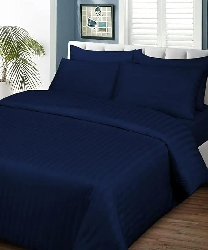 4 PCs Single Bed Sheets Set With Duvet Cover Set 160x220 cm Bedding Set (Dark Blue)