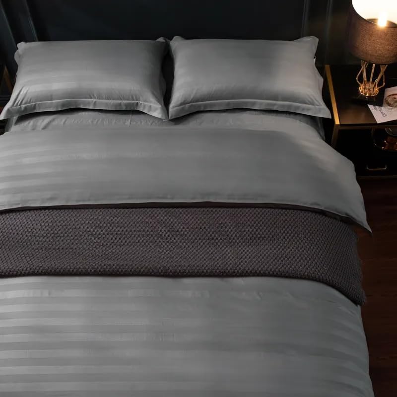 MOONCEE 6Pcs Bed Sheet King Size Set With Bed Sheets Bedding Set, Duvet Cover Set- Grey