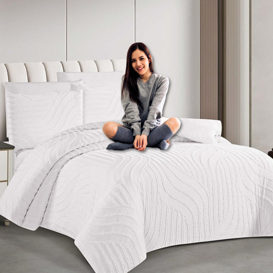 King Bedding Set with Duvet Cover 220x240 6 PCs King Size Fitted Bed Sheet Set (6FM21)