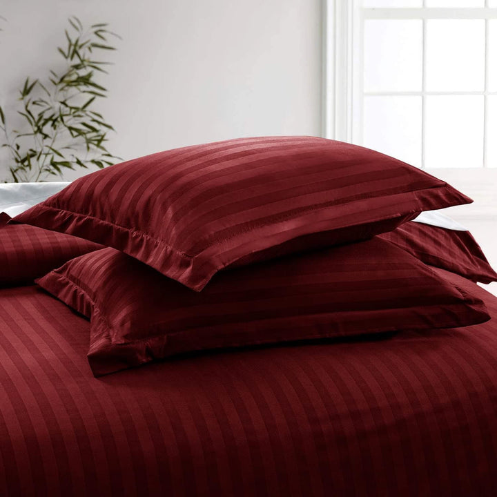 MOONCEE 6Pcs Bed Sheet King Size Set With Duvet Cover 220x240 Microfiber Bed Sheets Bedding Set Includes 1 Fitted Sheet, 1 Quilt Cover & 4 Pillows Cases (6Pcs Duvet Cover Set- King, Cherry Red)