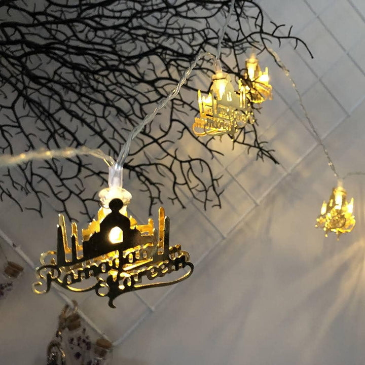 MOONCEE 20 LED Ramadan Kareem Decoration Light, Curtain String Lights- 3 m (Warm White)
