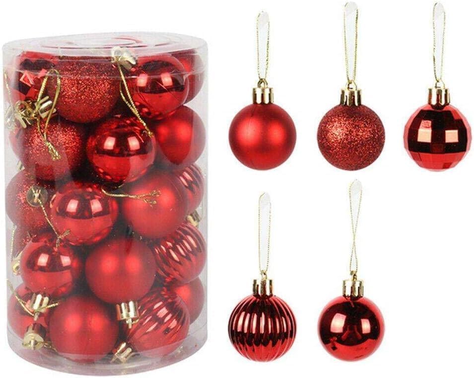 30 Pcs Red Christmas Tree Ornaments – Shatterproof Hanging Balls for Holiday Décor