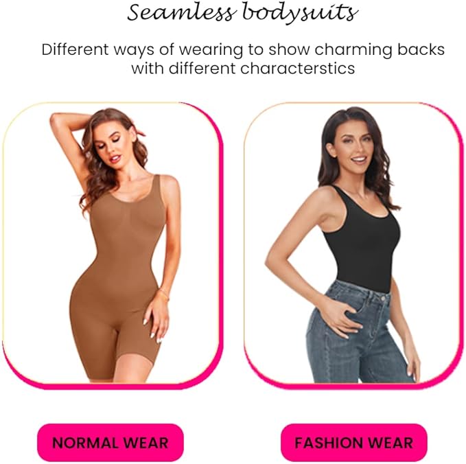 LASASSY 2Pcs Body Shaper for Women Body Bracer Shapewear for Women, for Thighs, Back, Tummy, Hip Lift - Soft Stretchable Tummy Control with Adjustable Strap for Full Body Shaping and Slimming