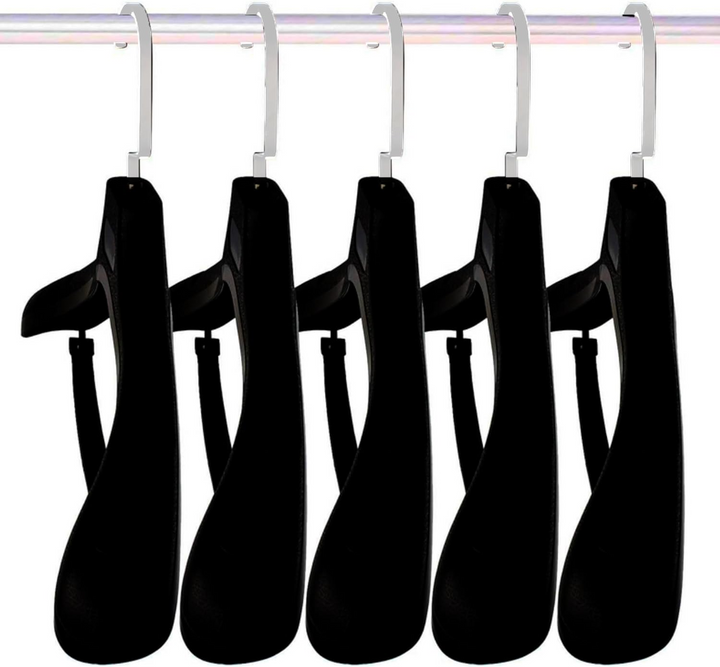 MOONCEE Velvet Plastic Extra Wide Shoulder Coat Hangers with Pants Bar