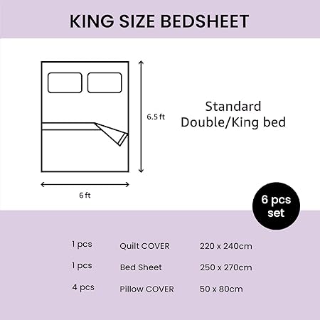 Flat Sheets & Duvet Cover 220x240 with 6 PCs King Size Bed Sheet Set (Lime Green)