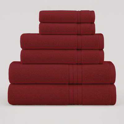 6 PCs Best Quality Towel Set – 2 Bath Towels, 2 Hand Towels, 2 Washcloths (Cherry Red)
