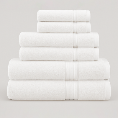 6 PCs Premium Towel Set, 2 Bath Towels, 2 Hand Towels , 2 Washcloths & Shower Towel