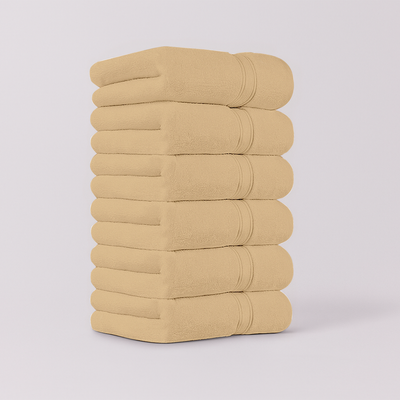 6 PCs Hand Towels Set – Premium Towels Set, 40 x 70 Size With 100% Soft Cotton (Camel)