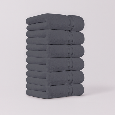 6 PCs Hand Towels – Towel Set in Size 40cm x 70cm With 100% Soft Cotton (Grey)