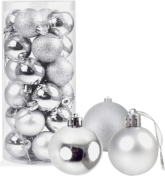 Bring Sparkle Home – 30 Pcs Silver Christmas Ornaments for a Shiny Holiday Tree