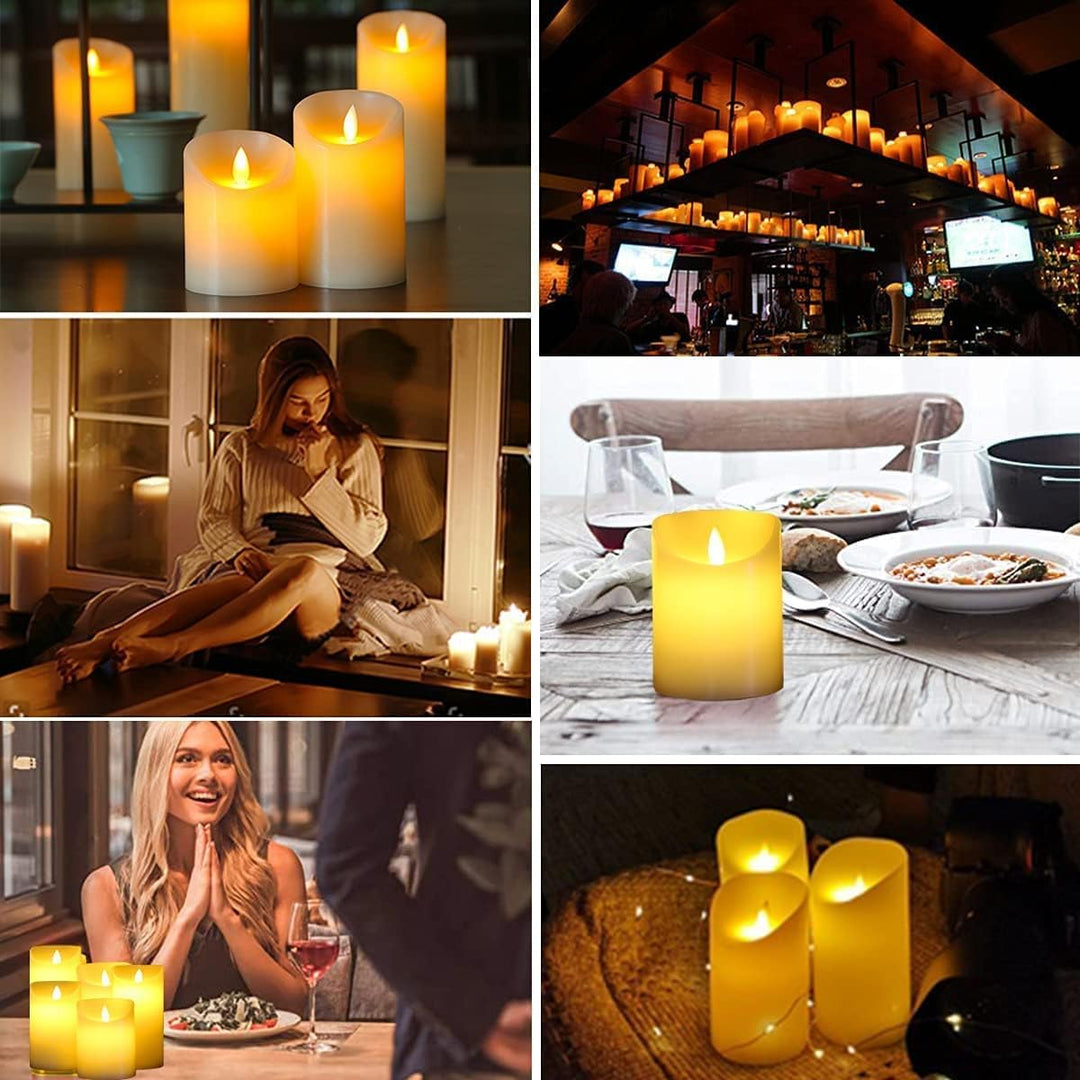 MOONCEE Flameless Candles, LED Candles Set 4" 5" 6" Flickering Flames with Remote, Wax Pillar