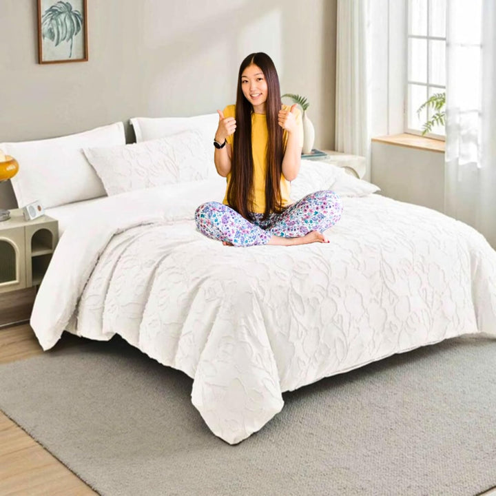 6 PCs King Size Fitted Bed Sheet Set With Duvet Cover 220x240, King Bedding Set (6FM4)