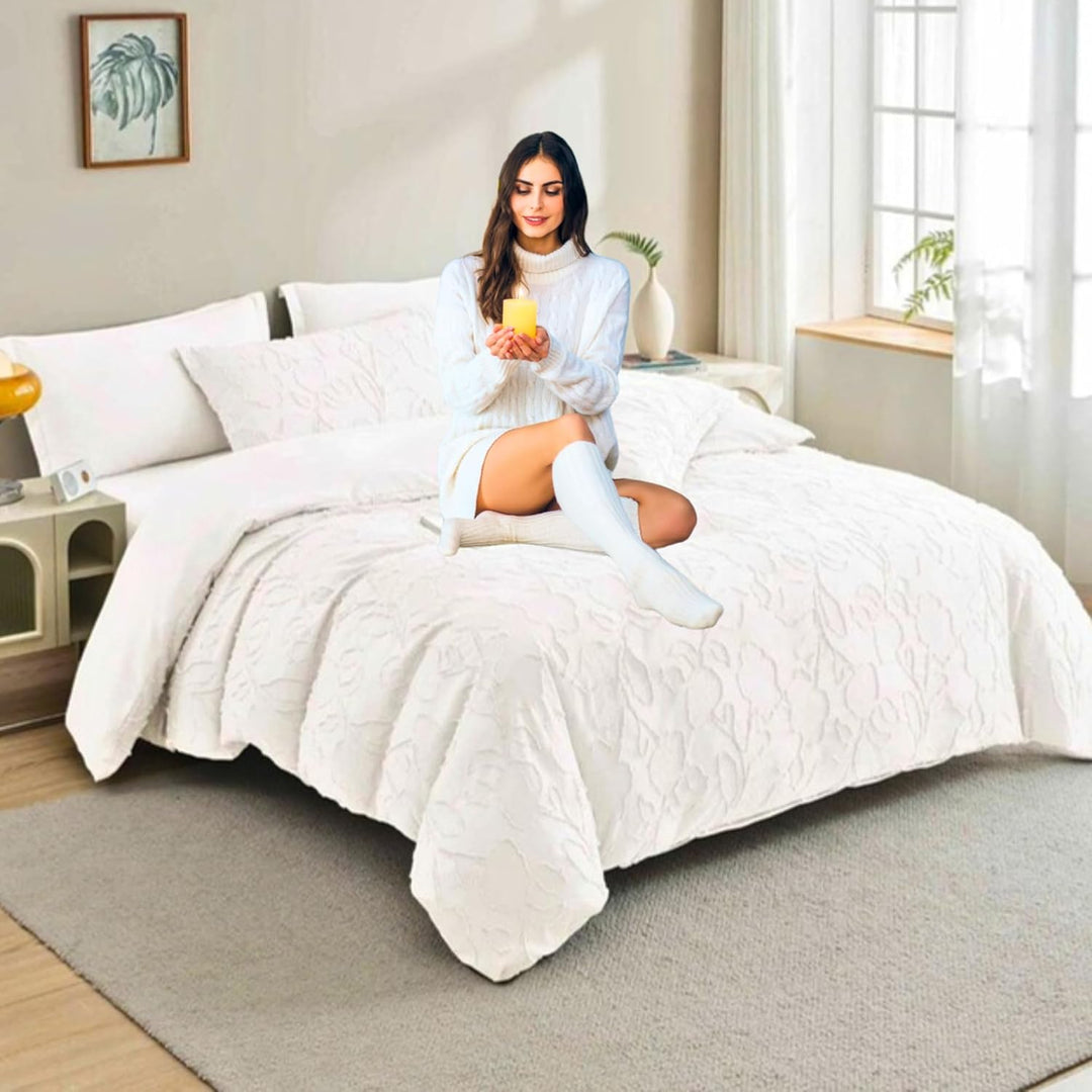 6 PCs King Size Fitted Bed Sheet Set With Duvet Cover 220x240, King Bedding Set (6FM4)