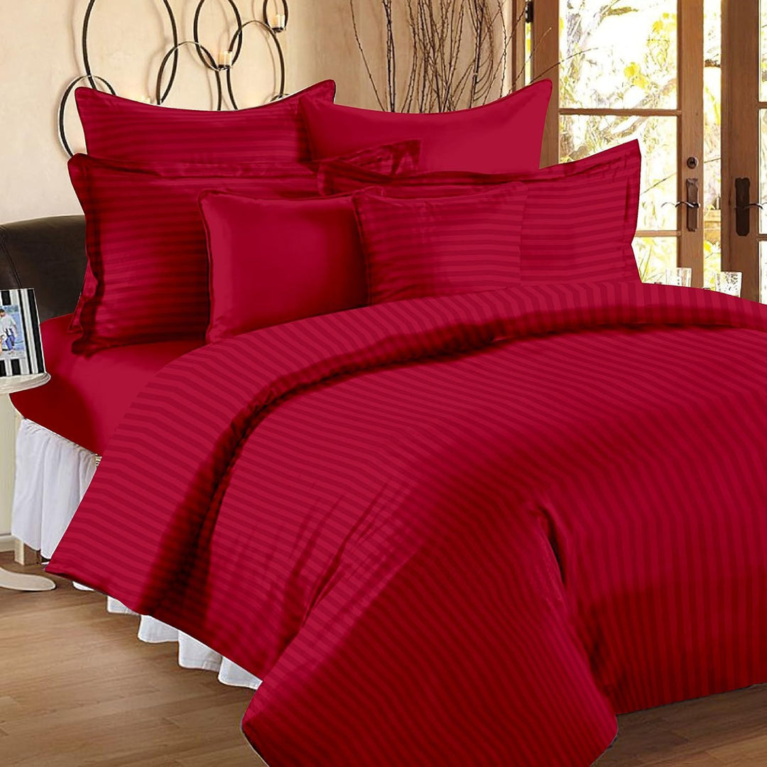 MOONCEE 6Pcs Bed Sheet King Size Set With Duvet Cover 220x240 Microfiber Bed Sheets Bedding Set Includes 1 Fitted Sheet, 1 Quilt Cover & 4 Pillows Cases (6Pcs Duvet Cover Set- King, Cherry Red)