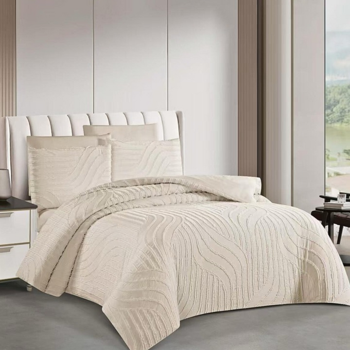 King Bedding Set with Duvet Cover 220x240 6 PCs King Size Fitted Bed Sheet Set (6FM21)