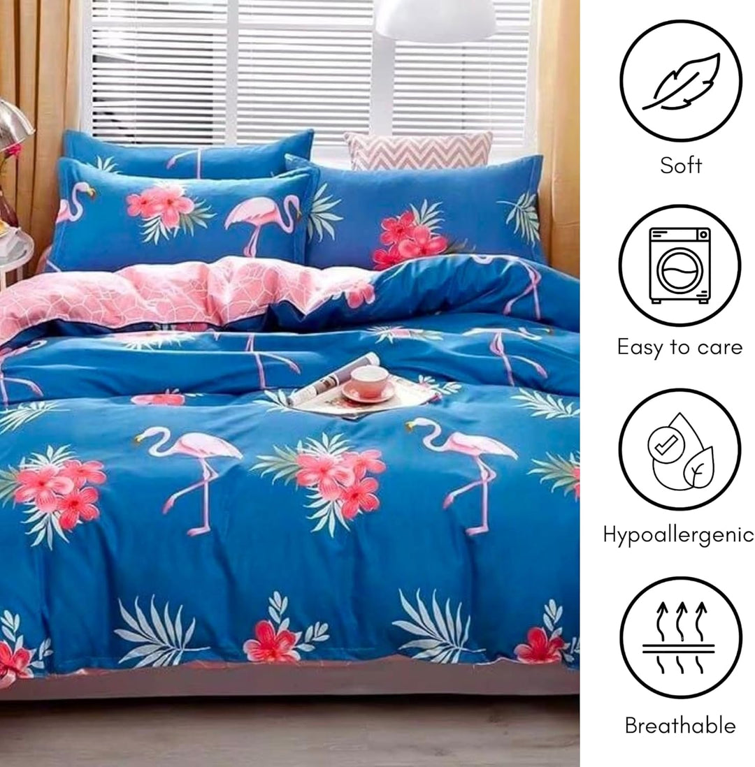 6 PCs King Size Fitted Bed Sheet Set With Duvet Cover 220x240, King Bedding Set (6FS48)
