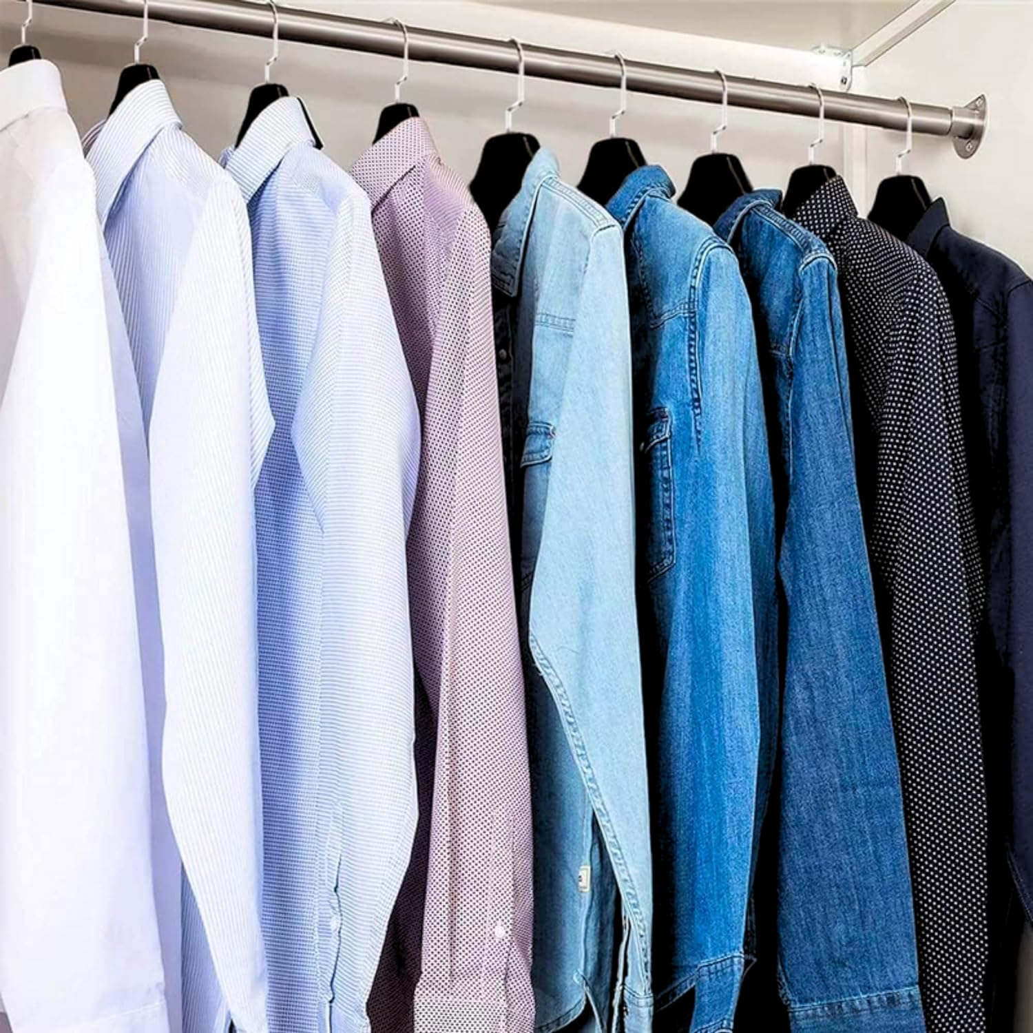 MOONCEE Velvet Plastic Extra Wide Shoulder Coat Hangers with Pants Bar