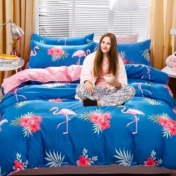 6 PCs King Size Fitted Bed Sheet Set With Duvet Cover 220x240, King Bedding Set (6FS48)
