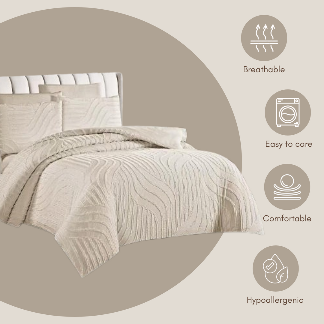 King Bedding Set with Duvet Cover 220x240 6 PCs King Size Fitted Bed Sheet Set (6FM21)