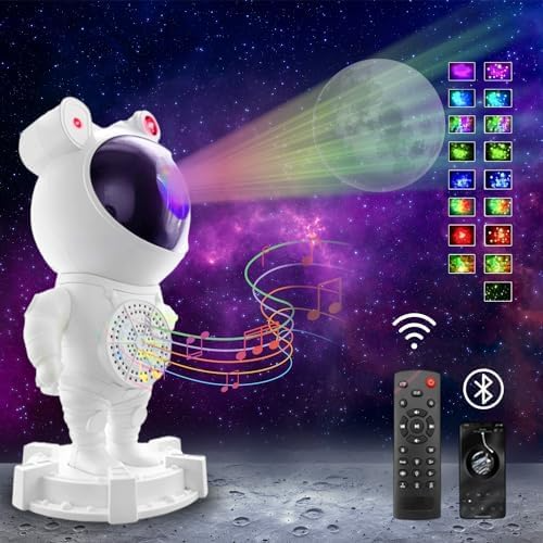 MOONCEE Astronaut Galaxy Projector Night Light with Music Bluetooth Speaker, Remote Control, USB