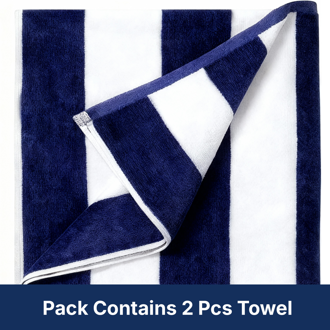 Premium Cotton Beach Towel – Large, Quick-Dry & Highly Absorbent Striped Design