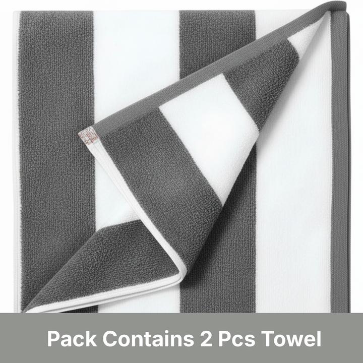 Premium Cotton Beach Towel – Large, Quick-Dry & Highly Absorbent Striped Design