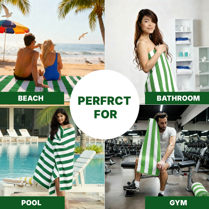 Premium Cotton Beach Towel – Large, Quick-Dry & Highly Absorbent Striped Design