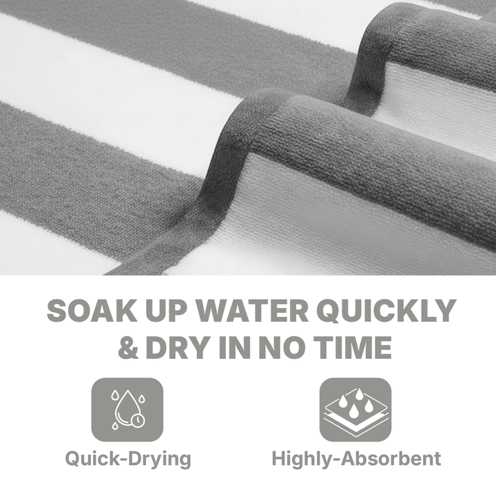 Premium Cotton Beach Towel – Large, Quick-Dry & Highly Absorbent Striped Design