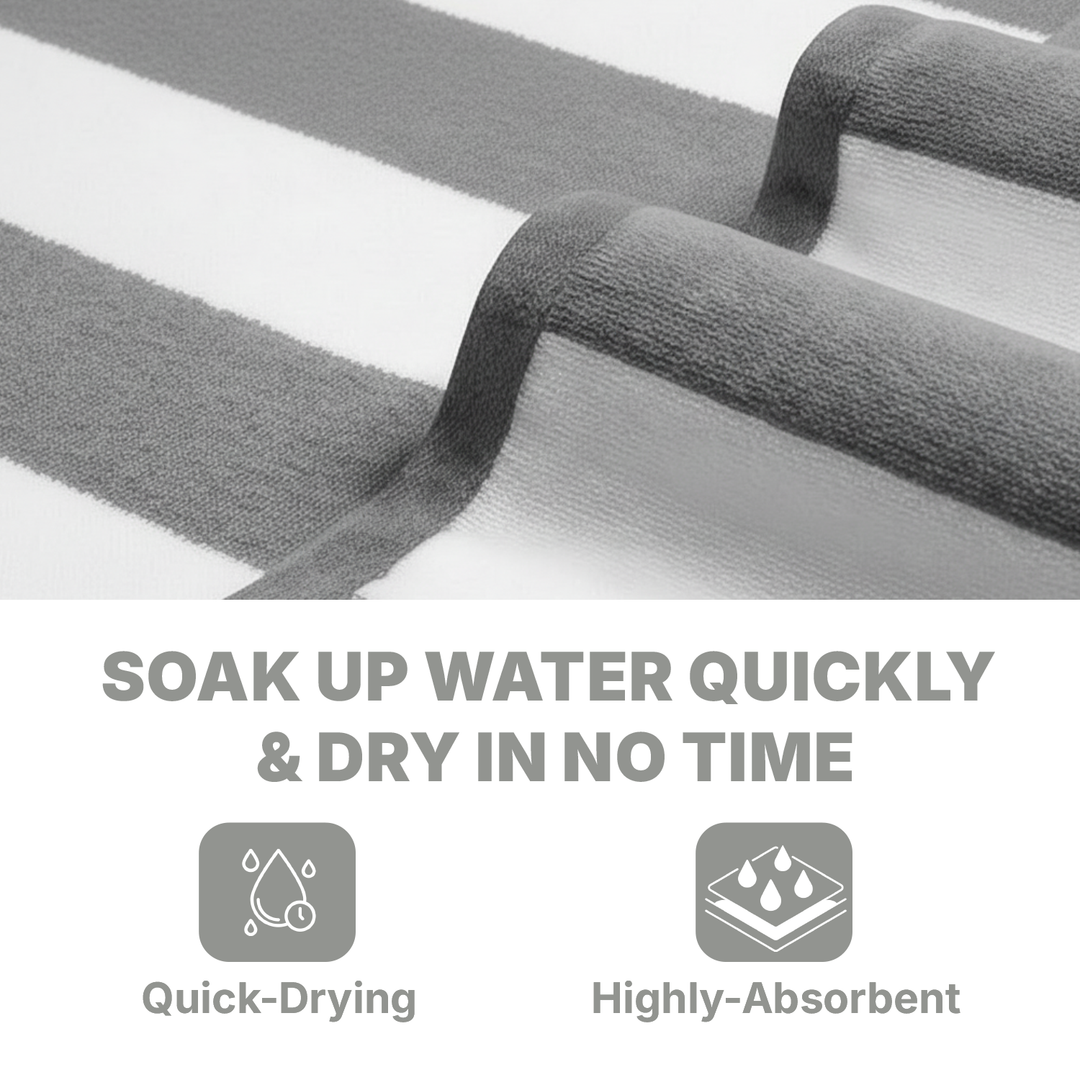 Premium Cotton Beach Towel – Large, Quick-Dry & Highly Absorbent Striped Design