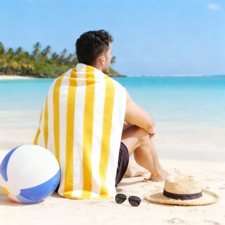 Premium Cotton Beach Towel – Large, Quick-Dry & Highly Absorbent Striped Design