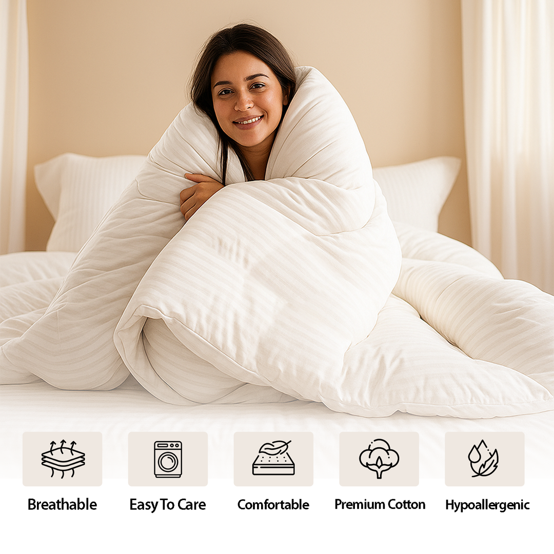 King size Bedding Set 7 PCs – Comforter, Duvet Cover, Fitting Sheets Bed Sheets (White)